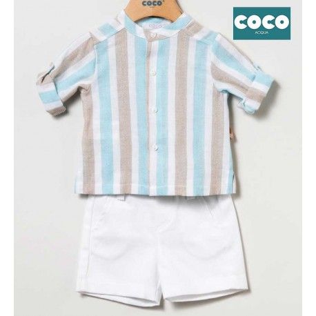 Coco Acqua Summer Baby Boy Set Light Turquoise Stripes