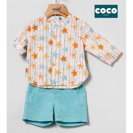 Coco Acqua Verano Conjunto bebé niño Estrellas Turquesa