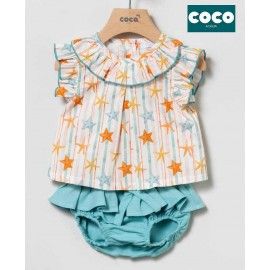Coco Acqua Summer Baby Girl Set Orange Stars