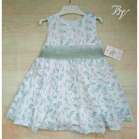 Blanca Valiente Verano Vestido niña Blanco Florecitas