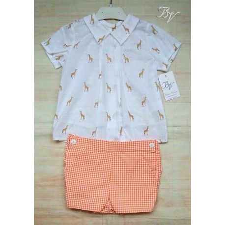 Blanca Valiente Summer Baby Boy Set Giraffes