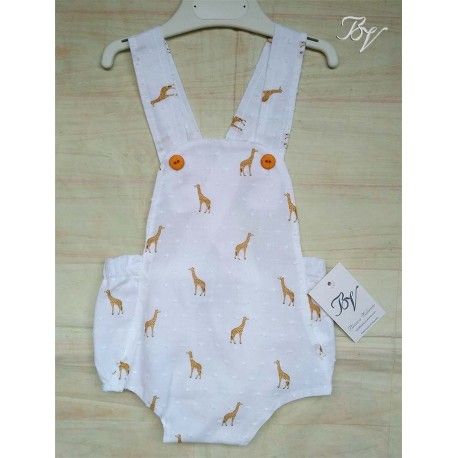 Blanca Valiente Summer Baby Boy Overalls Giraffes