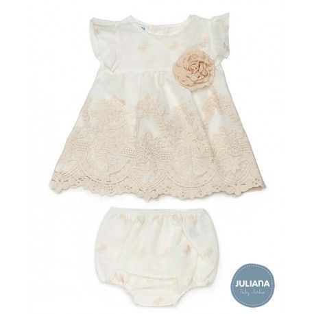 Juliana Summer Baby Girl Embroidered Ceremony Beige Set