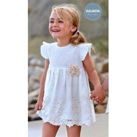 Juliana Summer Baby Girl Embroidered Ceremony Beige Dress