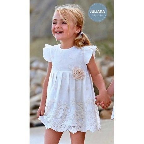 Juliana Summer Baby Girl Embroidered Ceremony Beige Dress