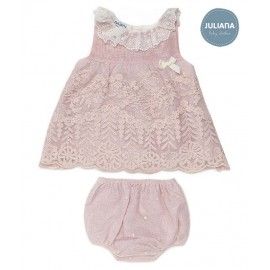 Juliana Summer Baby Girl Embroidered Ceremony Dark Pink Set