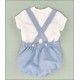 José Varón Verano Conjunto bebé niño Blanco y Azul Lino