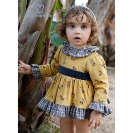 DBB Collection Invierno Jesusito bebé niña Mostaza Flores