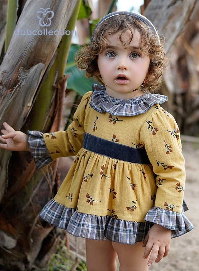 Dbb Collection DBB Collection Winter 2024 Baby Girl Ocher Set Flowers