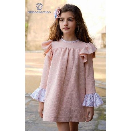 DBB Collection Invierno Vestido niña Evasé Salmón