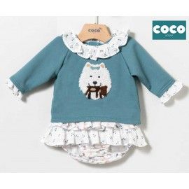 Coco Acqua Invierno Conjunto bebé niña Perro Blanco