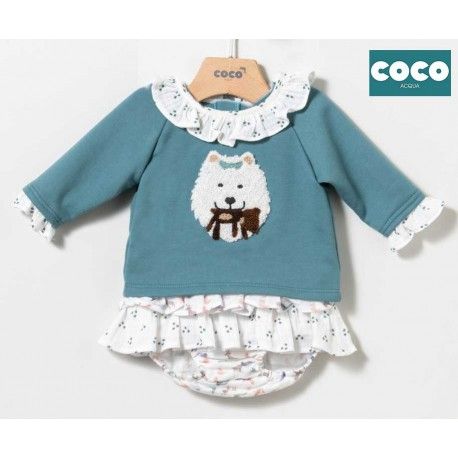 Coco Acqua Winter Baby Girl Set White Dog