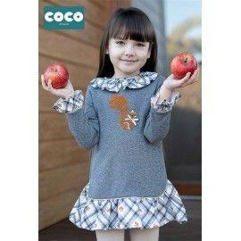 Coco Acqua Winter Girl Gray Dress Squirrel
