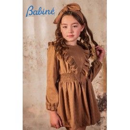 Babiné Invierno Vestido niña Camel Volante en Pico