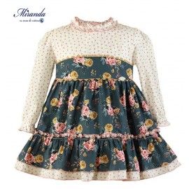 Miranda Winter Girl Dress Stars and Flowers