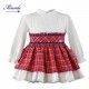 Miranda Winter Girl White Dress Pink Squares