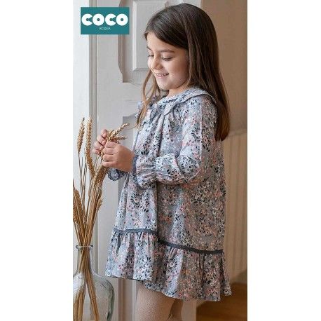 Coco Acqua Winter Girl Printed Blue Dress