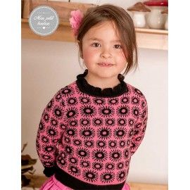Mon Petit Bonbon Winter Girl Fuchsia and Black Sweater