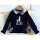 Mon Petit Bonbon Winter Girl Navy Sweatshirt Bike