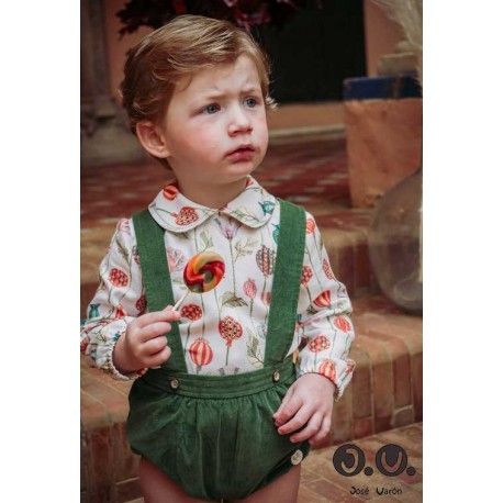 Jose Varon Winter Baby Boy Green Set Flowers