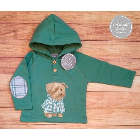 Mon Petit Bonbon Invierno Sudadera niño Verde Perrito