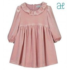 Abel & Lula Winter Girl Pink Velvet Dress with Glitter