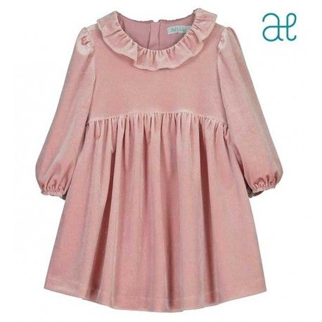 Abel & Lula Invierno Vestido niña Rosa Terciopelo con Glitter