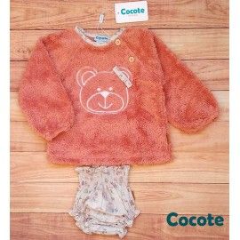 Cocote Invierno Conjunto bebé niña Salmón Oso