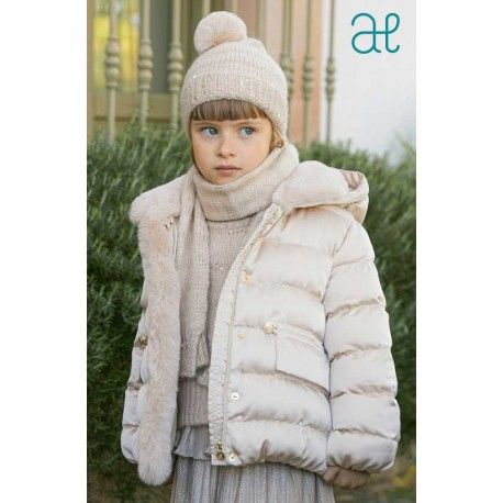 Abel & Lula Invierno Chaquetón niña Satinado Pelo Beige