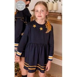 Mon Petit Bonbon Invierno Vestido niña Marino Estrellas