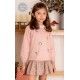 Mon Petit Bonbon Winter Girl Pink and Camel Dress Flowers