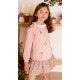 Mon Petit Bonbon Invierno Vestido niña Rosa y Camel Flores