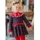Miranda Winter Girl Dress Navy and Red Squares