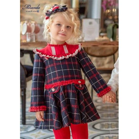 Miranda Invierno Vestido niña Cuadros Marino y Rojo