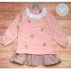 Mon Petit Bonbon Invierno Vestido niña Rosa y Camel Flores