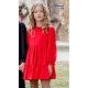 Miranda Invierno Vestido niña Rojo Gasa Plumeti