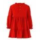 Miranda Winter Girl Red Chiffon Dress Plumetis