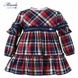 Miranda Winter Girl Dress Squares and Ruffles