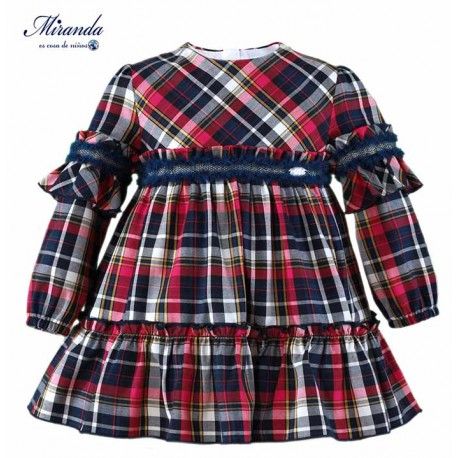 Miranda Winter Girl Dress Squares and Ruffles