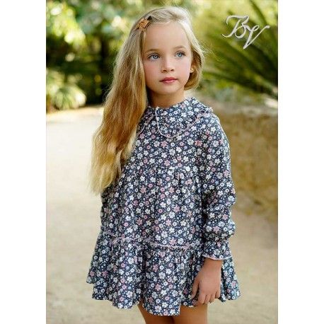 Blanca Valiente Invierno Vestido niña Gris Flores