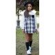 Blanca Valiente Winter Girl Beige Dress Gray Squares
