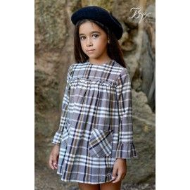 Blanca Valiente Invierno Vestido niña Gris Cuadros
