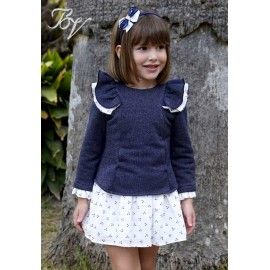 Blanca Valiente Invierno Vestido niña Azul Estrellas