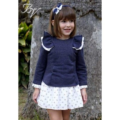 Blanca Valiente Invierno Vestido niña Azul Estrellas