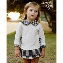 Blanca Valiente Winter Baby Girl Beige Set Gray Squares