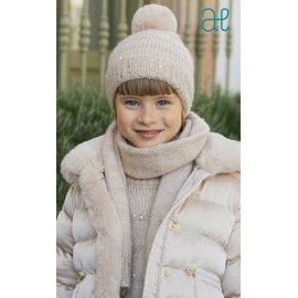 Abel & Lula Winter Girl Beige Hat and Scarf