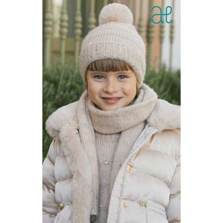 Abel & Lula Invierno Gorro y Bufanda niña Beige