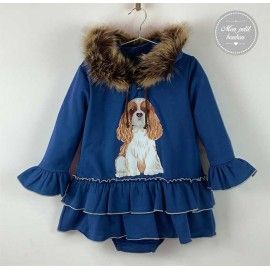 Mon Petit Bonbon Invierno Vestido bebé niña Punto Perro