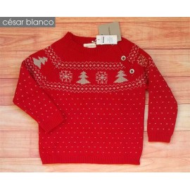 César Blanco Invierno Jersey niño Rojo Árboles