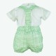 Miranda Summer Baby Boy White Set Green Squares